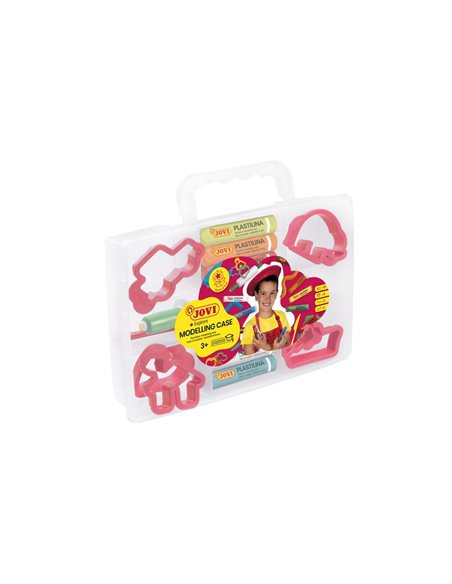 Coffret de modelage Jovi, 10 tablettes de pâte à modeler de 15 g, 6 moules et 3 modeleurs. 100 % végétale, non desséchante, sans