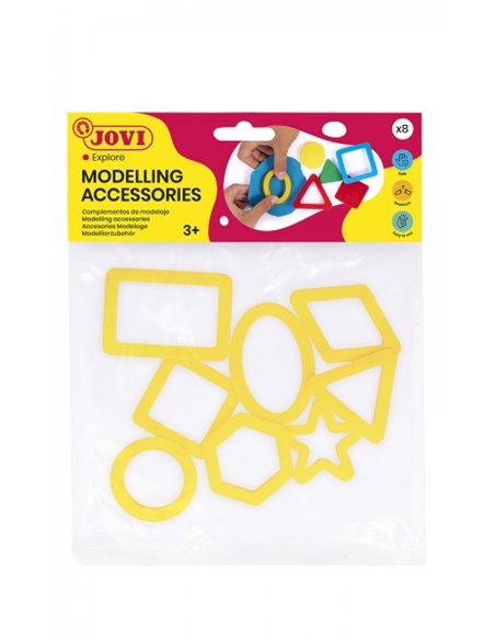 Sac à suspendre Jovi avec 8 moules de découpe géométriques – Moules en plastique pour pâte à modeler Play-Doh – Facile à utilise