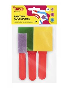 Pack d'accessoires de peinture Jovi : 3 pinceaux en mousse de différentes tailles, spécialement conçus pour la peinture au doigt