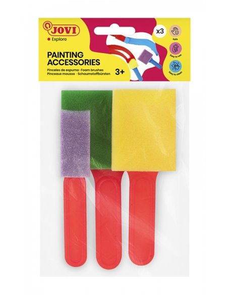 Pack d'accessoires de peinture Jovi : 3 pinceaux en mousse de différentes tailles, spécialement conçus pour la peinture au doigt