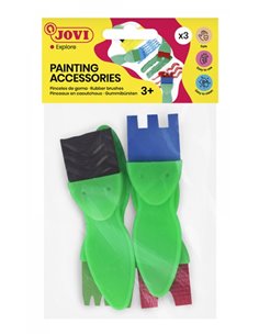 Sac à suspendre Jovi avec 4 pinceaux en caoutchouc à motifs variés - Formes assorties - Spécial peinture au doigt - Nettoyage fa