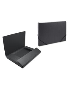 Chemise de projet Bismark - 350 x 230 x 30 mm - En carton - Fermeture élastique - Noir