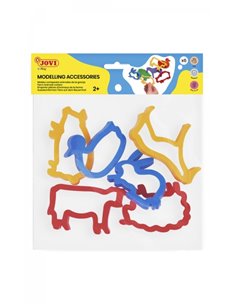 Sac à suspendre pour accessoires de modelage Jovi avec 6 moules de découpe d'animaux de la ferme - Plastique durable - Formes d'