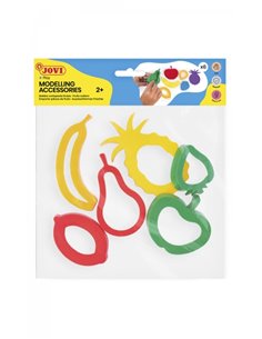 Sac à suspendre pour accessoires de modelage Jovi avec 6 moules à fruits – Moules en plastique pour pâte à modeler Play-Doh – Fo