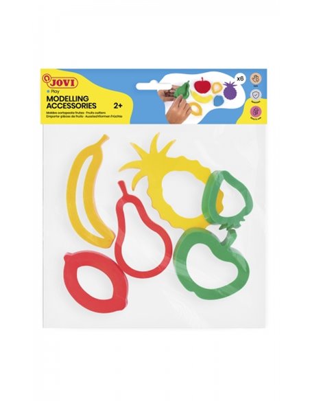 Sac à suspendre pour accessoires de modelage Jovi avec 6 moules à fruits – Moules en plastique pour pâte à modeler Play-Doh – Fo