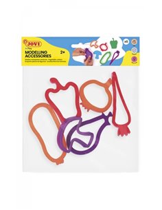 Sac à suspendre pour accessoires de modelage Jovi avec 6 moules à légumes – Moules en plastique pour pâte à modeler Play-Doh – F