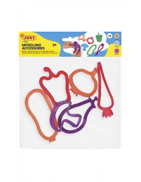 Sac à suspendre pour accessoires de modelage Jovi avec 6 moules à légumes – Moules en plastique pour pâte à modeler Play-Doh – F