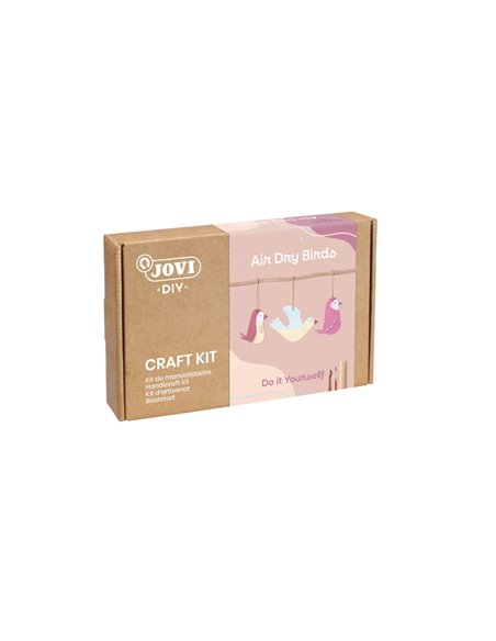 Kit de bricolage pour oiseaux Jovi - Pâte durcissante à séchage à l'air - 500 g - Rouleau en bois - Outils de modelage - Gouache