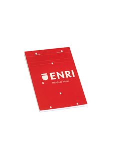 Bloc-notes agrafé Enri A6 uni - 80 feuilles microperforées - Couverture souple rouge