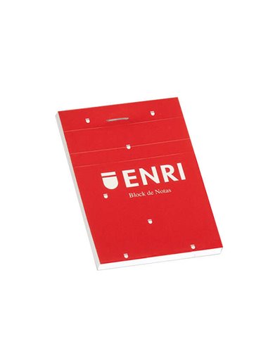 Bloc-notes agrafé Enri A7 uni - 80 feuilles microperforées - Couverture souple rouge