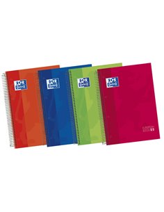 Cahier à spirales Oxford Europeanbook 5, format A4+ horizontal, 1 ligne, 120 feuilles, couverture extra rigide, finition brillan
