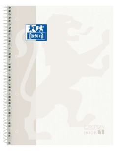 Cahier à spirales Oxford Europeanbook 1, format A4+, quadrillé 5 x 5 mm, 80 feuilles, bande colorée, couverture extra rigide et 