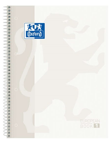 Cahier à spirales Oxford Europeanbook 1, format A4+, quadrillé 5 x 5 mm, 80 feuilles, bande colorée, couverture extra rigide et 