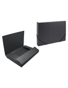 Chemise de projet Bismark - 350 x 230 x 50 mm - En carton - Fermeture élastique - Noir