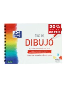 Carnet de croquis Oxford à spirales A4+, uni, 20 feuilles microperforées, 130 g/m², couleur naturelle, papier à surface rugueuse
