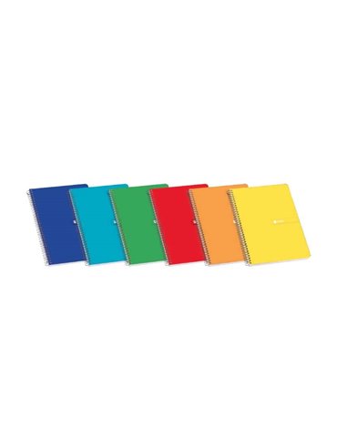 Cahier à spirales Enri Plus, format folio quadrillé, 4 x 4 mm, 80 feuilles, 60 g/m², avec marge, couverture rigide, couleurs ass