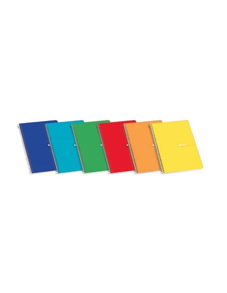 Cahier à spirales Enri Plus, format folio quadrillé, 4 x 4 mm, 80 feuilles, 60 g/m², avec marge, couverture rigide, couleurs ass