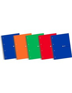 Cahier à spirales Enri Plus, format A4+, quadrillé 5 x 5 mm, 120 feuilles + 40 microperforées offertes, couverture extra rigide,