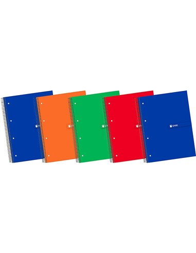 Cahier à spirales Enri Plus, format A4+, quadrillé 5 x 5 mm, 120 feuilles + 40 microperforées offertes, couverture extra rigide,