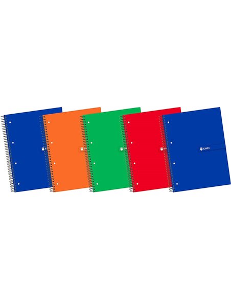 Cahier à spirales Enri Plus, format A4+, quadrillé 5 x 5 mm, 120 feuilles + 40 microperforées offertes, couverture extra rigide,