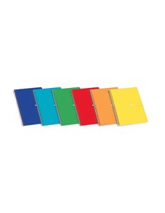 Cahier à spirales Enri Plus, format in-quarto, 1 ligne - 80 feuilles, 60 g/m², avec marge - Couverture rigide - Couleurs assorti
