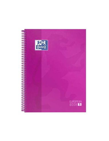 Cahier à spirales Oxford Europeanbook 1, format A4+, quadrillé 5 x 5 mm, 80 feuilles, bande colorée, couverture extra rigide et 