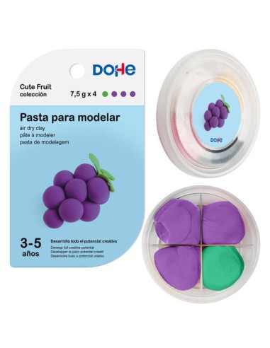 Pâte à modeler Dohe Cute Fruit Collection Raisin - Légère et flexible - Convient aux enfants de 3 à 5 ans