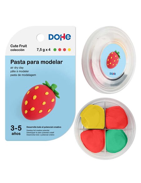 Pâte à modeler Dohe Cute Fruit Collection Fraise - Légère et flexible - Convient aux enfants de 3 à 5 ans