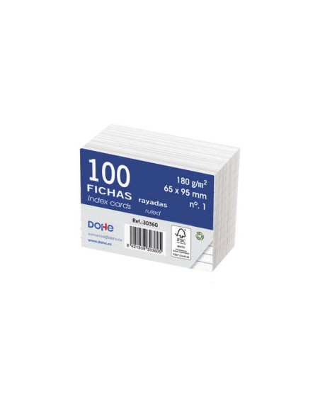 Chips en carton offset blanc Dohe 180 g - 100 x 200 mm - Lignés - Paquet de 100 chips