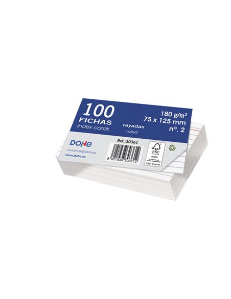 Chips en carton offset blanc Dohe 180 g - 100 x 150 mm - Lignés - Paquet de 100 chips