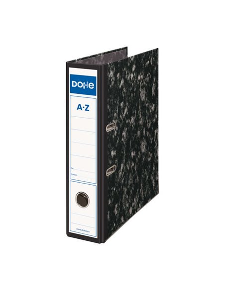 Classeur à levier Dohe Archinovo A4 282 x 318 x 70 mm - Dos large - Carton ligné - Coins métalliques - Noir moucheté