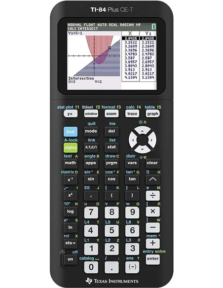 Calculatrice graphique Texas Instruments TI-84 Plus CE - Écran couleur rétroéclairé - Programmation - 13 applications incluses -