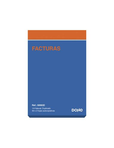 Carnet de factures Dohe - Quart naturel - 50 x 2 feuilles autocopiants - Duplicata