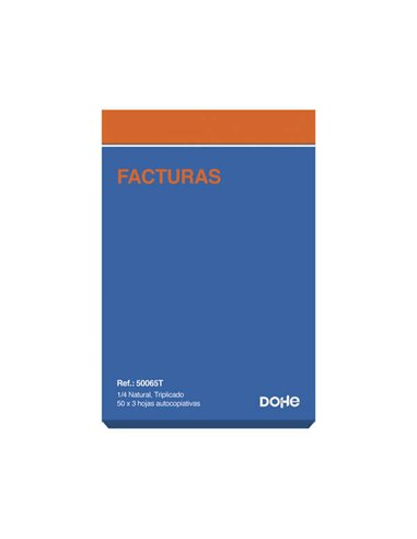 Carnet de factures Dohe - Quart naturel - 50 x 3 feuilles autocopiants - Triple exemplaire
