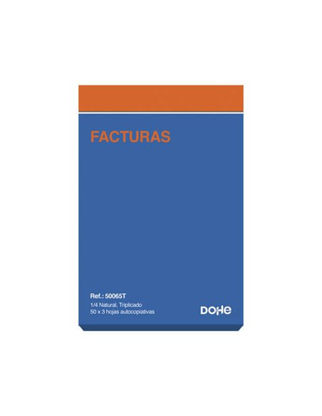 Carnet de factures Dohe - Quart naturel - 50 x 3 feuilles autocopiants - Triple exemplaire