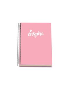 Cahier à spirale Dohe Pastel Series - Format A5, 100 feuilles 90 g/m² - Feuilles microperforées à 2 trous - Grille 5 mm - Rose p