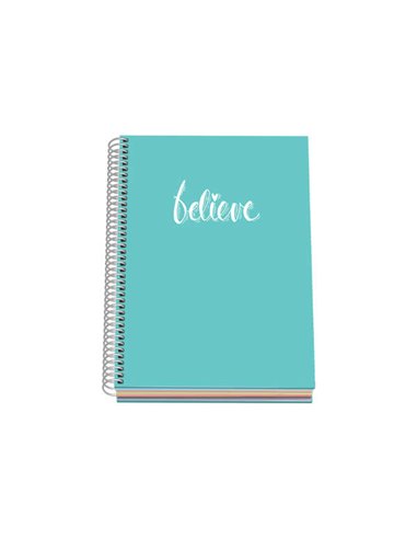 Cahier à spirale Dohe Pastel Series - Format A5, 100 feuilles 90 g/m² - Feuilles microperforées à 2 trous - Grille 5 mm - Vert p