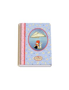 Carnet à spirales Dohe Santoro Poppi Loves Messenger, couverture rigide, format A5, 80 feuilles, 90 g/m², grille de 4 mm