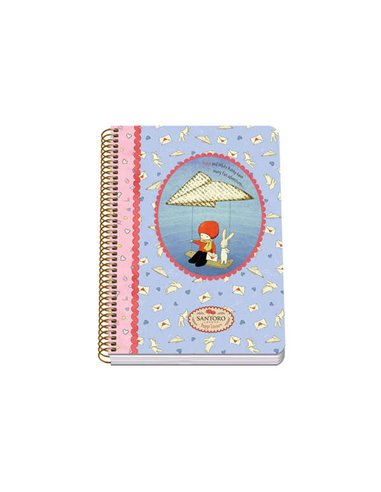Carnet à spirales Dohe Santoro Poppi Loves Messenger, couverture rigide, format A5, 80 feuilles, 90 g/m², grille de 4 mm