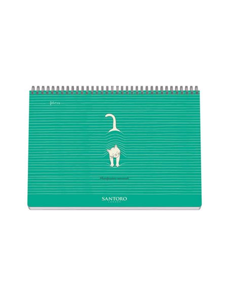 Agenda perpétuel Dohe Santoro Felines, couverture semi-rigide, reliure spirale, format A4, semainier intérieur, 64 feuilles, imp