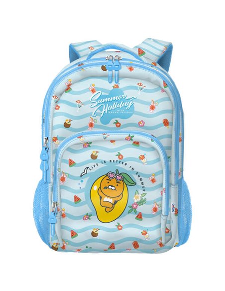 Grand sac à dos d'école Dohe Kakao Friends Summer Holiday - 3 compartiments - Poches latérales - Bretelles rembourrées et réglab