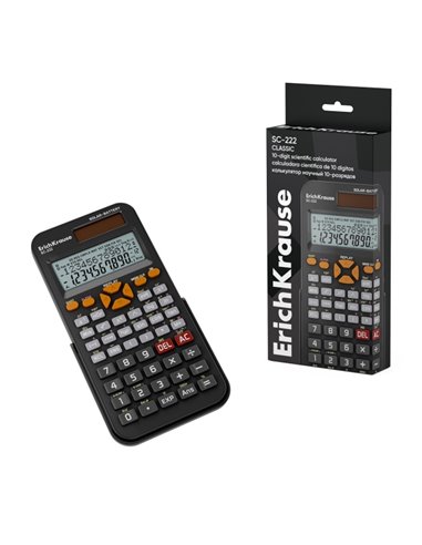 Calculatrice scientifique classique ErichKrause SC-222 avec écran LCD à 10 chiffres - 240 fonctions intégrées - Fonctionne à l'é