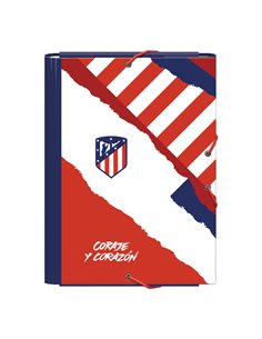 Chemise cartonnée plastifiée Dohe Atlético de Madrid Courage et Cœur - 3 rabats - Format Folio - Pages de garde imprimées - Ferm