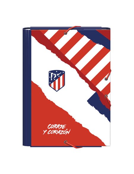 Chemise cartonnée plastifiée Dohe Atlético de Madrid Courage et Cœur - 3 rabats - Format Folio - Pages de garde imprimées - Ferm