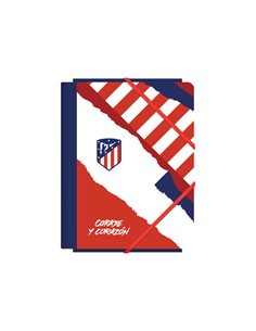 Chemise cartonnée plastifiée Dohe Atlético de Madrid Courage et Cœur - 3 rabats - Format A5 - Pages de garde imprimées - Fermetu