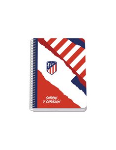 Cahier à spirale Dohe Atletico de Madrid Courage et Cœur Couverture rigide - Format A5 80 feuilles 90 g - Feuilles quadrillées d
