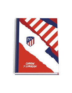 Cahier à spirale Dohe Atlético de Madrid Courage et Cœur avec couverture en carton ligné - Format A4 de 100 feuilles 90 g - Feui