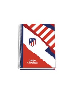 Cahier à spirale Dohe Atlético de Madrid Courage et Cœur - Couverture rigide - Format A5 - 100 feuilles 90 g - Feuilles microper