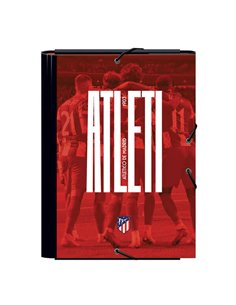 Chemise cartonnée plastifiée Dohe Atletico de Madrid Atleti - 3 rabats - Format Folio - Pages de garde imprimées - Fermeture par