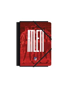 Chemise cartonnée plastifiée Dohe Atletico de Madrid Atleti - 3 rabats - Format A5 - Pages de garde imprimées - Fermeture élasti